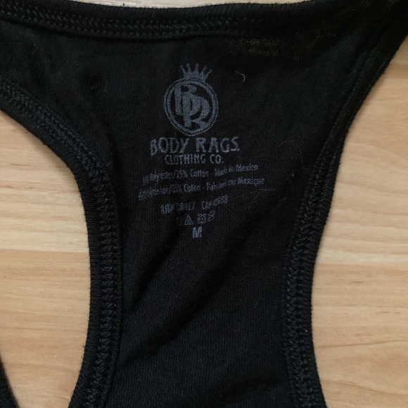 Black Racerback Tank Top with Bold White Print Medium - Picture 3 of 3